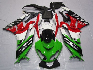 Carénages Moto Kawasaki ZX6R 2009-2012 - Blanc Rouge Vert Noir Brillant
