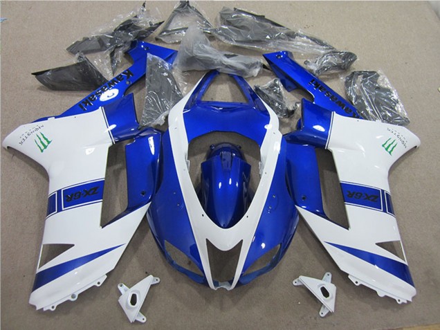 Carénages Moto Kawasaki ZX6R 2007-2008 - Bleu Blanc Monstre