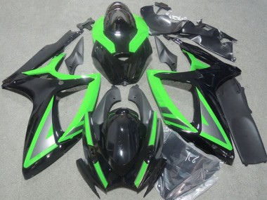 Carénages Moto Suzuki GSXR 600 2006-2007 - Vert Noir Brillant Argent
