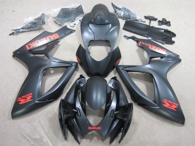 Carénages Moto Suzuki GSXR 600 2006-2007 - Noir Mat Rouge Décalque