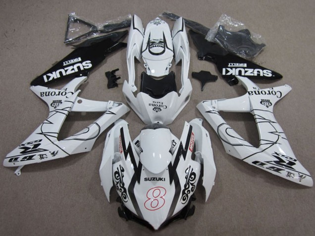 Carénages Moto Suzuki GSXR 600 2008-2010 - Blanc Noir Corona Extra Motul 8