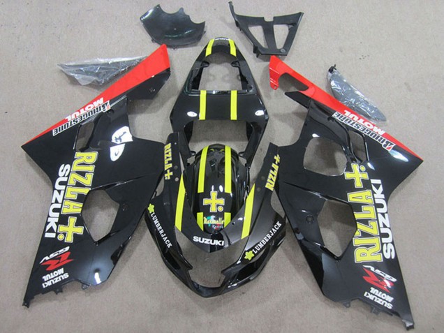 Carénages Moto Suzuki GSXR 750 2004-2005 - Noir Rouge Jaune Rizla