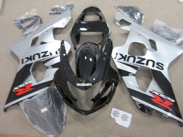 Carénages Moto Suzuki GSXR 750 2004-2005 - Argent Noir Brillant Rouge