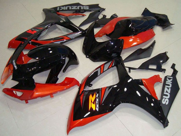 Carénage Moto Suzuki GSXR 750 2006-2007 - Orange Noir Brillant