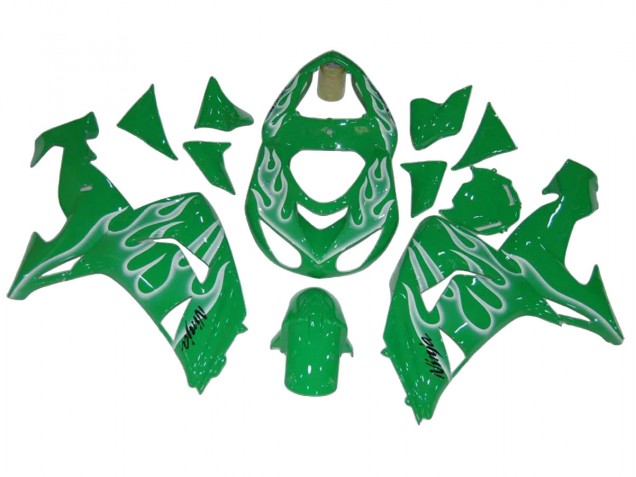 Carénages Moto Kawasaki ZX10R 2006-2007 - Vert Blanc Flamme