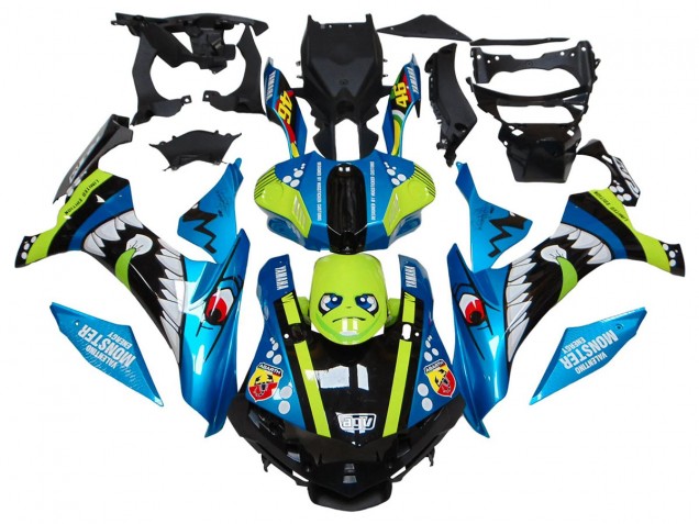 Carénages Moto Yamaha YZF R1 2015-2019 - Bleu Vert Noir Requin