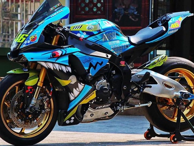 Carénages Moto Yamaha YZF R1 2015-2019 - Bleu Jaune Requin